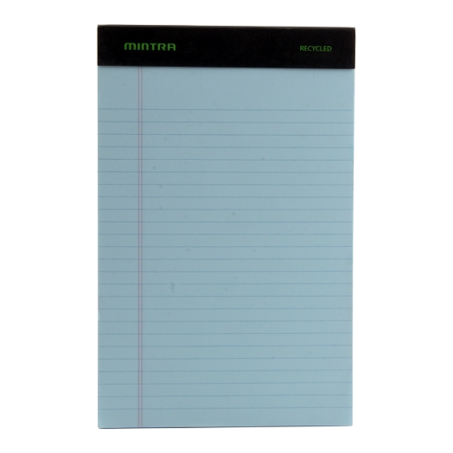 Picture of Notepad lined, 50 sheets, colored, 5 x 8, with stapler recycled Mintra