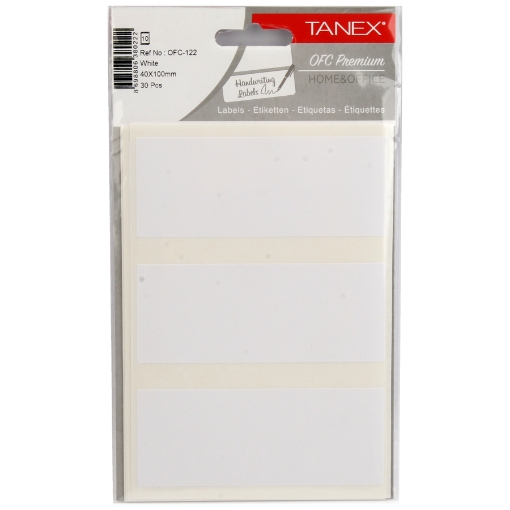 Picture of Handwriting label, White Rectangular 10 Sheets 3 Rectangles, 100 x 48 mm A5 - Tanex OFC-122