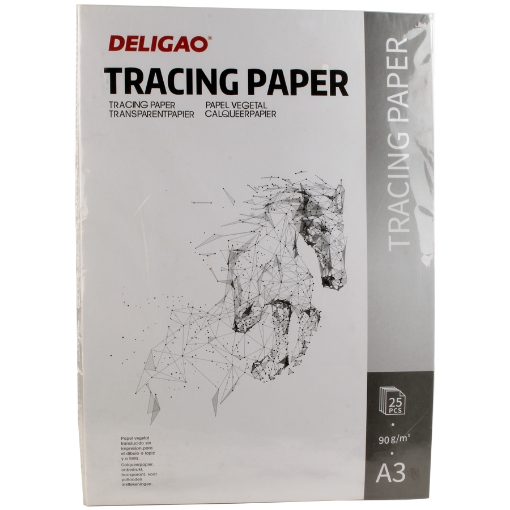 Imagen de Bloc de Bocetos Papel de Calco Deligao 25 Hojas 90g A3 – Modelo 90G