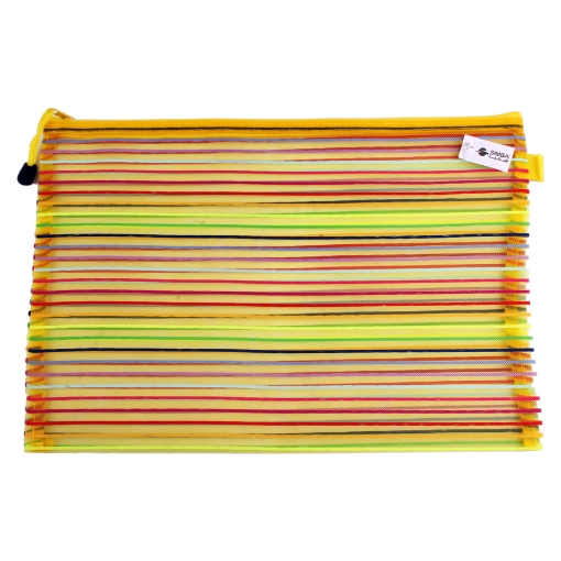 Picture of Yellow Striped Smash Zipper Plastic Folder B4 Simba - QCD