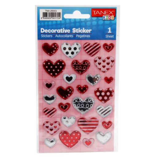 Picture of 3D Sticker Hearts Colored 1 Sheet - Tanex 25003