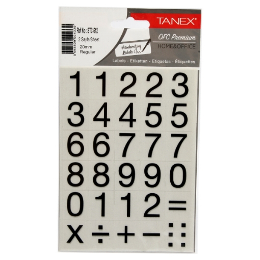 Picture of Sticker numbers normal font Black 2 Sheets 20 mm 20 g - Tanex