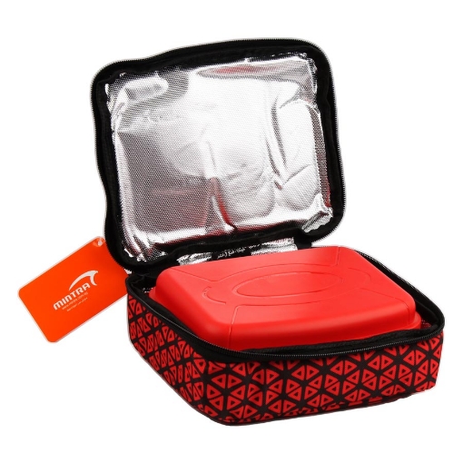 Picture of Warm Red Triangle Lunch Bag + Lunch Box, 1.4 L, 16 x 19 cm - Mintra