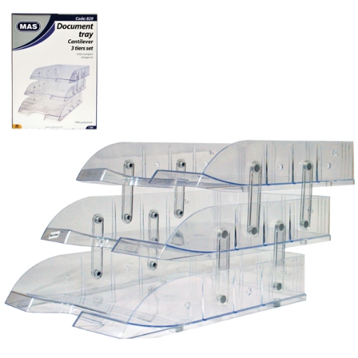 Picture of Tray 3 floors plastic transparent with moving legs Mas Model 829