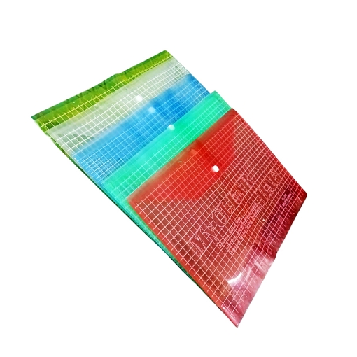 图片 带卡扣方格款塑料文件夹 Foolscap 透明颜色 180微米 - 型号 FC 209