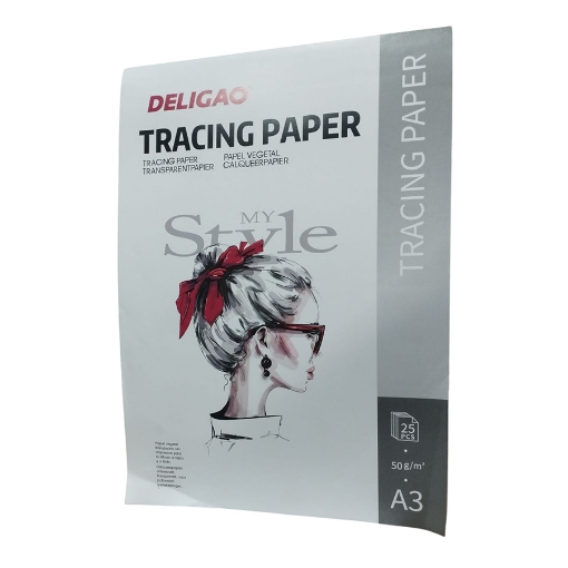 Imagen de Bloc de Bocetos Papel de Calco Deligao 25 Hojas 50g A3 – Modelo 50G