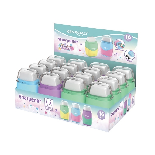 Image de Taille-crayon double, avec gomme, réservoir - Keyroad modèle KR972412