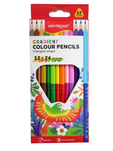 图片 Keyroad 水溶性彩色铅笔套装，12色，双头，三角形，型号 KR973323