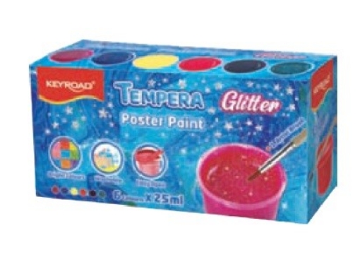 Image de Peinture à l'affiche tempera pailletée Keyroad 12 couleurs 25 ml lavable Modèle KR973361