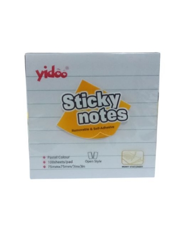 Picture of بوست ايت ورق أبيض مسطر، مقاس75 × 75 مم 100 ورقة -  يادوو موديل 3619