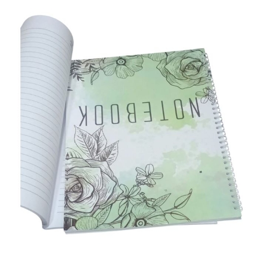Image de Cahier universitaire à spirale Extra Line 100 feuilles ligné, motif arbre vert, couverture couchée, format A4