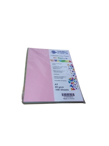 Image de Paquet de papier de copie, 10 couleurs, 100 feuilles, 80 g/m², format A5 – Simba